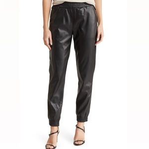 Joe’s Jeans Black Vegan Leather Joggers with Pockets Small